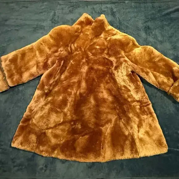 Vintage Hopper Furs St. Louis Brown Mouton Sheepskin Teddy Bear Swing Coat - Picture 9 of 9